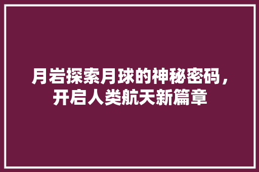 月岩探索月球的神秘密码，开启人类航天新篇章