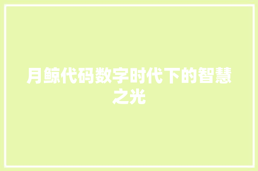 月鲸代码数字时代下的智慧之光