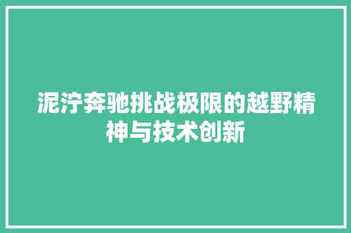 泥泞奔驰挑战极限的越野精神与技术创新  第1张