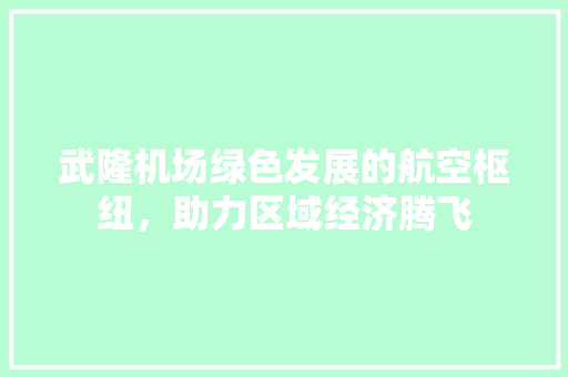武隆机场绿色发展的航空枢纽，助力区域经济腾飞