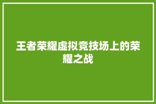 王者荣耀虚拟竞技场上的荣耀之战