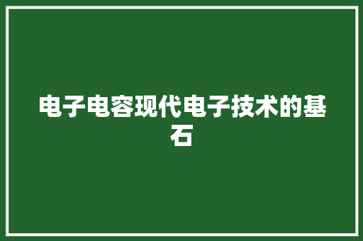 电子电容现代电子技术的基石
