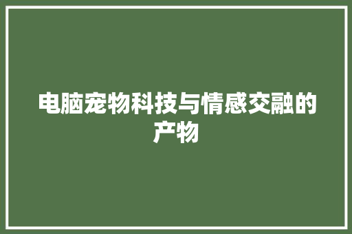 电脑宠物科技与情感交融的产物