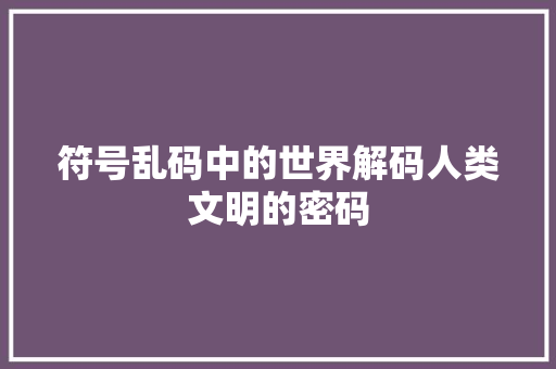 符号乱码中的世界解码人类文明的密码