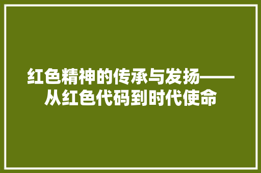 红色精神的传承与发扬——从红色代码到时代使命