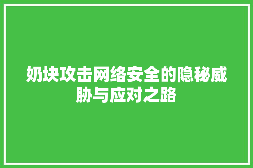 奶块攻击网络安全的隐秘威胁与应对之路