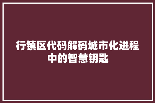 行镇区代码解码城市化进程中的智慧钥匙