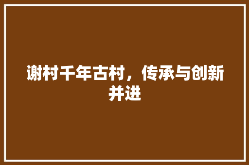 谢村千年古村，传承与创新并进