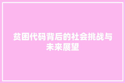 贫困代码背后的社会挑战与未来展望