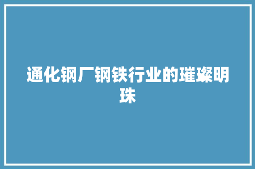 通化钢厂钢铁行业的璀璨明珠