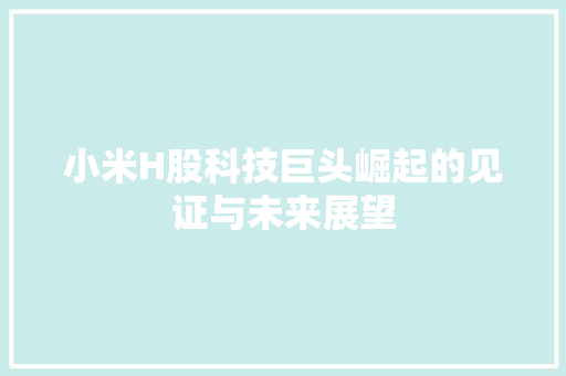 小米H股科技巨头崛起的见证与未来展望