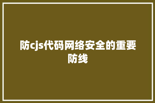 防cjs代码网络安全的重要防线