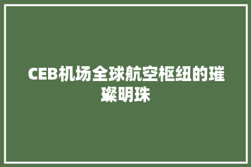 CEB机场全球航空枢纽的璀璨明珠