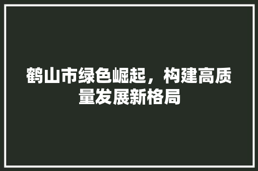 鹤山市绿色崛起，构建高质量发展新格局