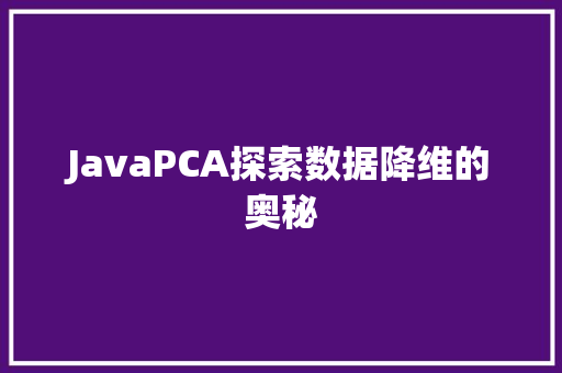 JavaPCA探索数据降维的奥秘