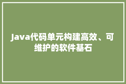 Java代码单元构建高效、可维护的软件基石