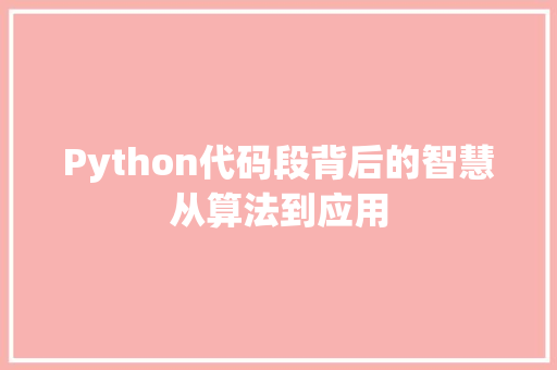 Python代码段背后的智慧从算法到应用