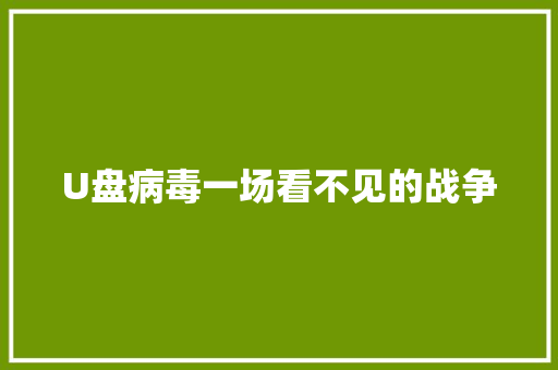 U盘病毒一场看不见的战争