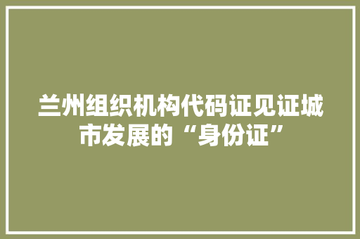 兰州组织机构代码证见证城市发展的“身份证”