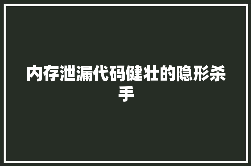 内存泄漏代码健壮的隐形杀手
