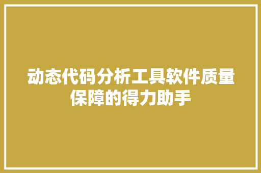 动态代码分析工具软件质量保障的得力助手