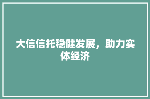 大信信托稳健发展，助力实体经济