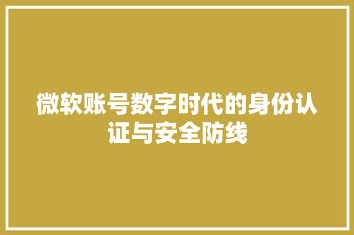 微软账号数字时代的身份认证与安全防线