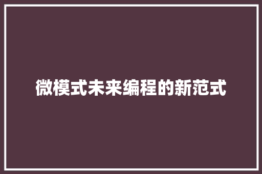 微模式未来编程的新范式