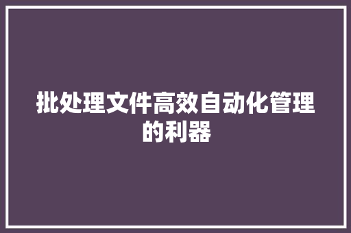 批处理文件高效自动化管理的利器