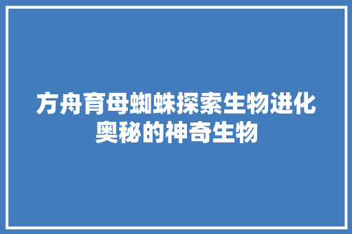 方舟育母蜘蛛探索生物进化奥秘的神奇生物