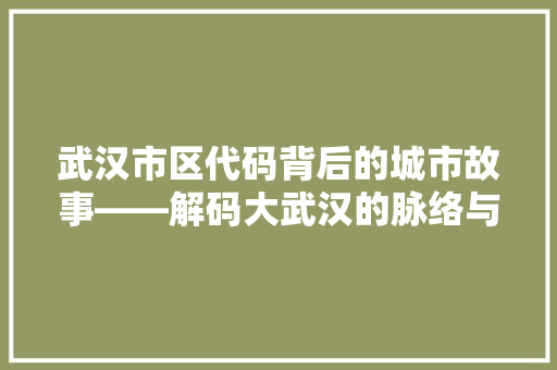 武汉市区代码背后的城市故事——解码大武汉的脉络与变迁