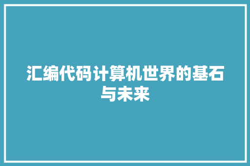 汇编代码计算机世界的基石与未来