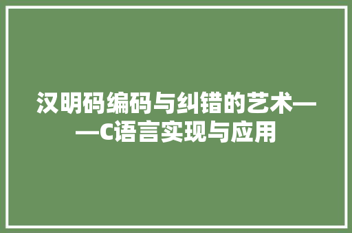 汉明码编码与纠错的艺术——C语言实现与应用  第1张