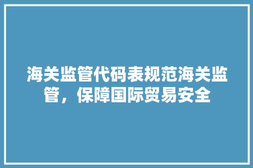 海关监管代码表规范海关监管，保障国际贸易安全