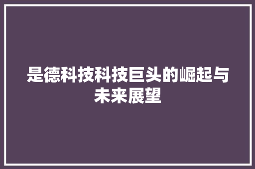是德科技科技巨头的崛起与未来展望