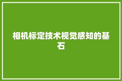 相机标定技术视觉感知的基石