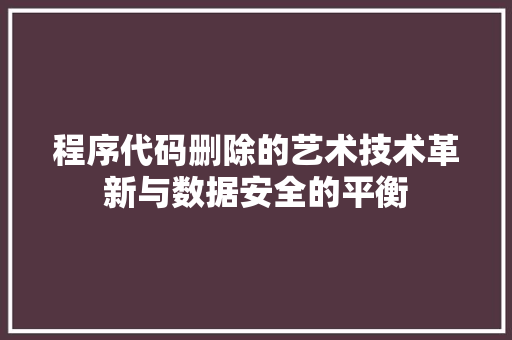 程序代码删除的艺术技术革新与数据安全的平衡
