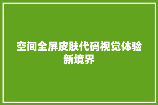 空间全屏皮肤代码视觉体验新境界
