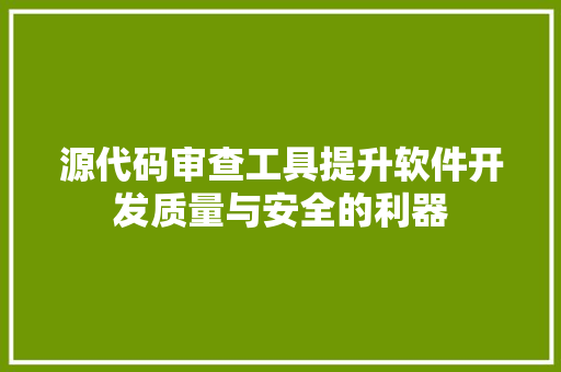 源代码审查工具提升软件开发质量与安全的利器