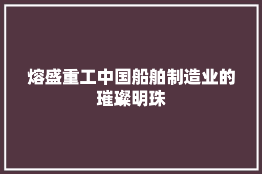熔盛重工中国船舶制造业的璀璨明珠
