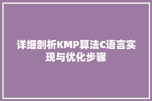 详细剖析KMP算法C语言实现与优化步骤