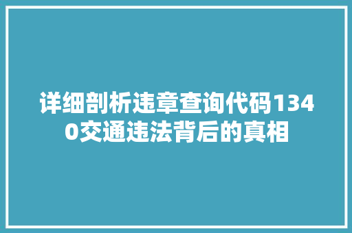 详细剖析违章查询代码1340交通违法背后的真相