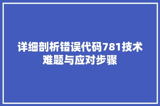 详细剖析错误代码781技术难题与应对步骤
