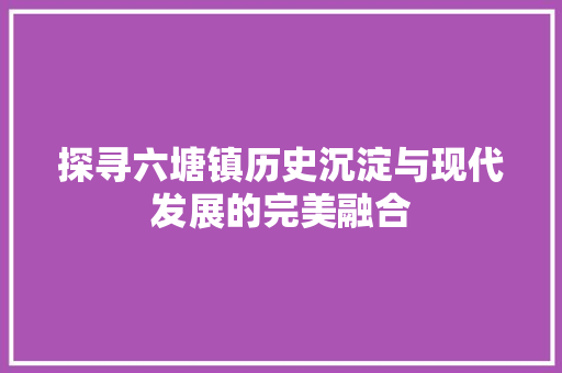 探寻六塘镇历史沉淀与现代发展的完美融合  第1张