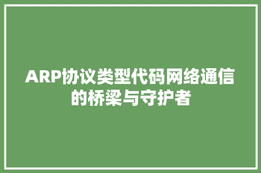 ARP协议类型代码网络通信的桥梁与守护者