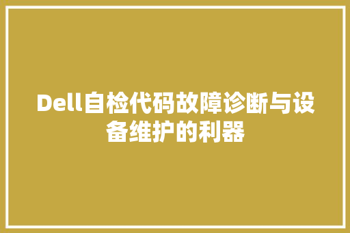 Dell自检代码故障诊断与设备维护的利器
