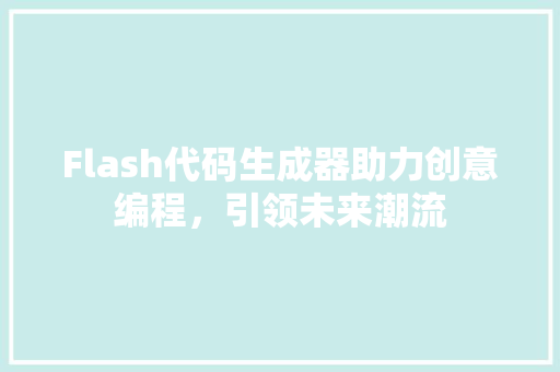 Flash代码生成器助力创意编程，引领未来潮流