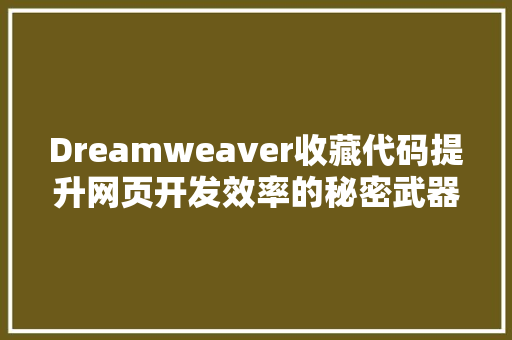 Dreamweaver收藏代码提升网页开发效率的秘密武器