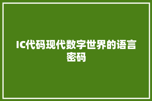 IC代码现代数字世界的语言密码