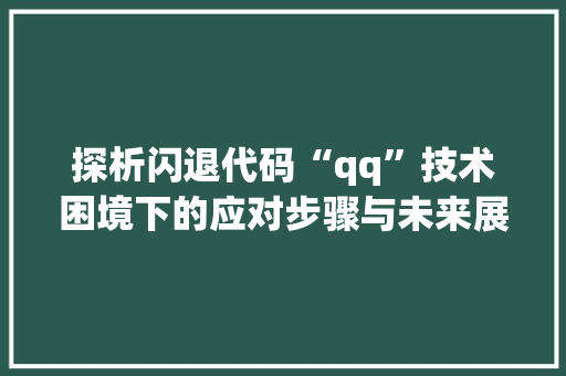 探析闪退代码“qq”技术困境下的应对步骤与未来展望